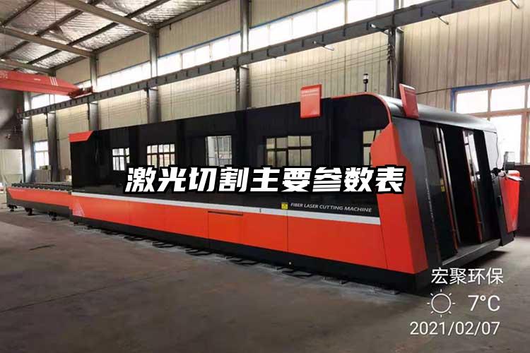 激光切割主要參數表